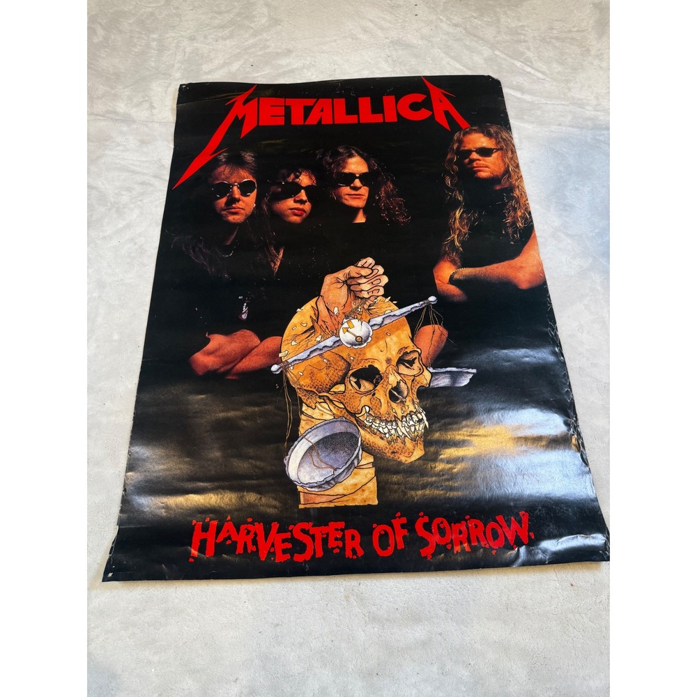 Vintage Metallica Harvester of Sorrow Poster 21x33 Band Skull Art Thrash Metal